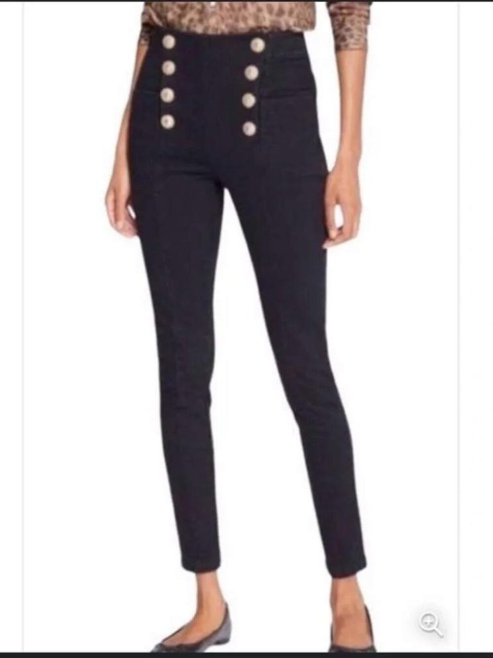 J. McLaughlin Hastings Black Jeans 12 High Rise Skinny Sailor Zip Ankle